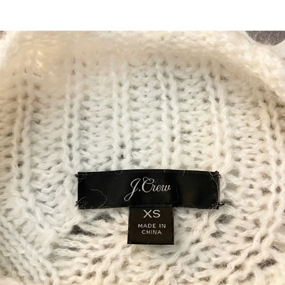 J. Crew Pointelle Cable Knit Sweater XS Cream Mock Neck Preppy Old Money - Picture 6 of 8